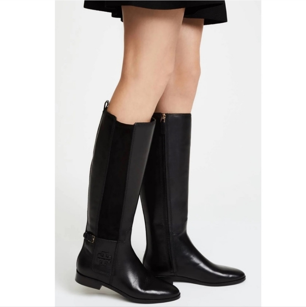 NWT Tory Burch Wyatt 2 Riding leather boots in black